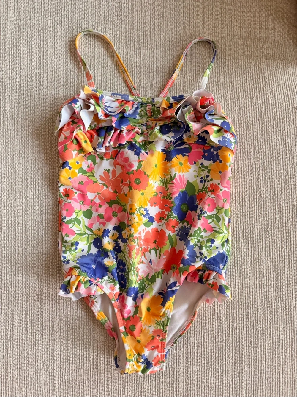 Janie and Jack Multicolor Floral Ruffle One-Piece Swimsuit
